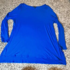 Eileen Fisher Royal‎ Blue Viscose Spandex Boat Neck Long Sleeve Tunic Top XL